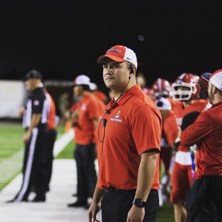 Danny on a high school football sideline
